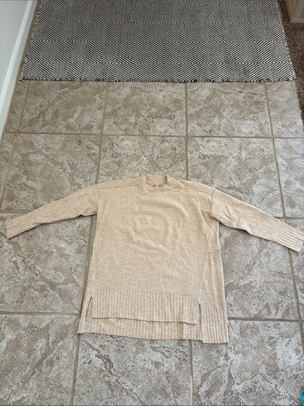 Free People Cream Beige Crewneck Sweater
